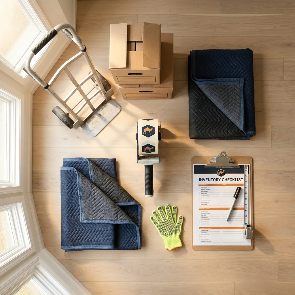 Professional moving supplies and packing materials layout for Windsor Heights residential relocations